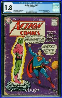 Action Comics #242 CGC 1.8 DC 1958 1st Brainiac! Key Silver Age! L8 211 cm