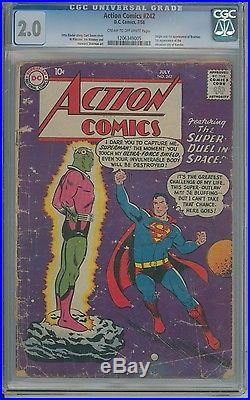 Action Comics 242 CGC 2.0 First Brainiac 1958 DC Comics Superman CBCS @ERComics