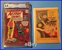 Action Comics 242 CGC 3.0 1958 Superman 1st App Brainiac + Reader Copy-no cover
