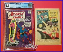 Action Comics 242 CGC 3.0 1958 Superman 1st App Brainiac + Reader Copy-no cover