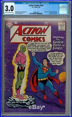 Action Comics 242 CGC Graded 3.0 G/VG 1st Appearance Brainiac DC Comics 1958