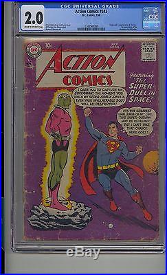 Action Comics #242 Cgc 2.0 1st Brainiac And Kandor DC