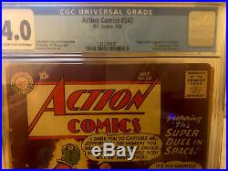 Action Comics #242 (Jul 1958, DC), CGC 4.0 First Braniac, Cream to Off White