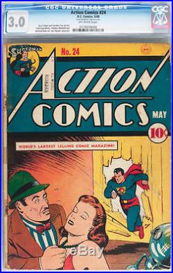 Action Comics 24 1940 CGC 3.0 unrestored Superman comic 1st full Daily Planet