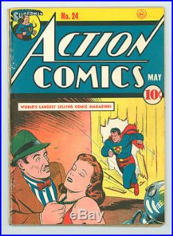 Action Comics 24 DC Superman 1940 Siegel Joe Shuster Cover Looks High Grade