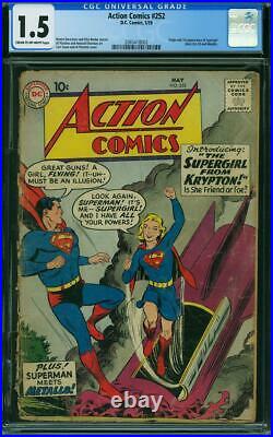 Action Comics #252 CGC 1.5 DC 1959 1st Supergirl! Key Book! Superman! K12 202 cm