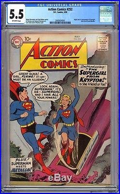 Action Comics #252 Cgc 5.5 Ow Fn- 1st Supergirl & Metallo