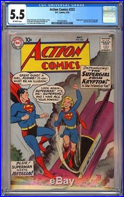 Action Comics #252 Cgc 5.5 Ow Fn- 1st Supergirl & Metallo