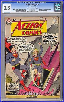 Action Comics #252 Nice OWithW Pages Origin & 1st App. Supergirl DC 1959 CGC 3.5