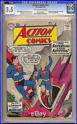 Action Comics #252 Very Nice Origin & 1st App. Supergirl DC 1959 CGC 3.5