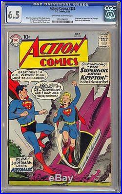 Action Comics #252 Very Nice Origin & 1st App. Supergirl DC Comics 1959 CGC 6.5