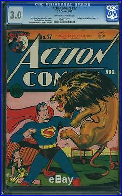 Action Comics #27 CGC 3.0 DC 1940 Superman! Justice League! JLA E11 121 bo cm