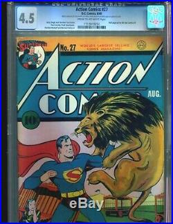 Action Comics 27 CGC 4.5 1st LOIS LANE COVER! 1940 Superman RARE! HOT BOOK