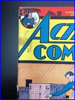 Action Comics #28 DC 1940 Classic Superman Cover! Absolutely No Restoration