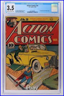 Action Comics #30 DC 1940 CGC 3.5 -Superman- 1st App & Death of Zolar