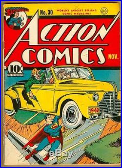 Action Comics #30 Superman 1st Zolar Nice 4.0 Very Good