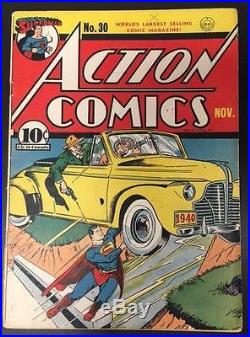 Action Comics #30 Superman 1st Zolar Nice 4.0 Very Good