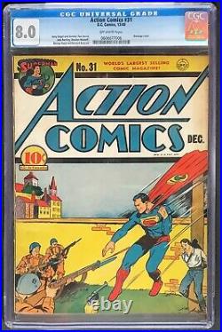 Action Comics #31 CGC 8.0 DC 1940 Bondage Cover