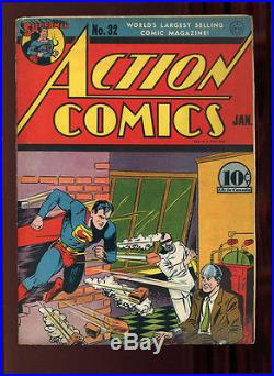 Action Comics #32 VG+ 4.5 TN/CR Pgs Superman 1st Krypto Ray Gun