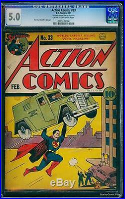 Action Comics #33 CGC VG/FN 5.0 Cream to Off-White DC Superman