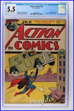 Action Comics #33 DC 1941 CGC 5.5 Origin of Mr. America Superman