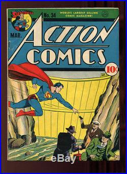 Action Comics #34 VG 4.0 O/W Pgs Superman