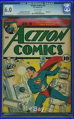 Action Comics #36 CGC 6.0 DC 1941 Superman! Justice League! JLA! E12 1 127 bo cm