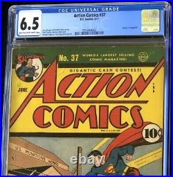 Action Comics #37 (DC 1941) CGC 6.5 Congo Bill & Golden Age Superman Comic