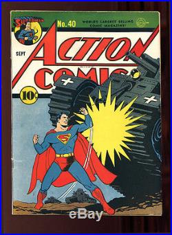 Action Comics #40 FN 6.0 O/W Pgs Superman 1st App Star-Spangled Kid