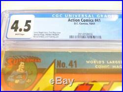 Action Comics #41 CGC 4.5 WHITE PAGES Golden Age Iconic Cover Superman