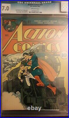 Action Comics #41 CGC 7.0 High Grade Early Superman Golden Age Classic Train