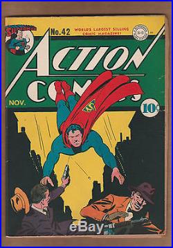 Action Comics #42 1941 1st app. /origin Vigilante/Luthor app. FN+! WOW