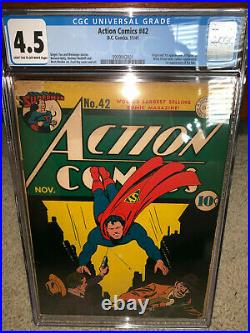Action Comics #42 CGC 4.5 DC 1941 1st Vigilante! Superman! Key Golden H12 991 cm