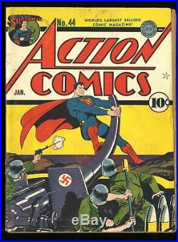 Action Comics #44 GD 2.0 Classic Superman WWII Nazis Cover! DC Superman