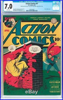 Action Comics #47 CGC 7.0 DC 1942 1st Lex Luthor Cover! WP! Superman! F12 H3 cm