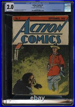 Action Comics #4 CGC GD 2.0 White Pages DC 4th appearance of Superman