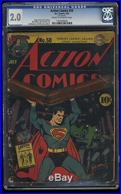 Action Comics #50 CGC GD 2.0 Cream To Off White DC Superman