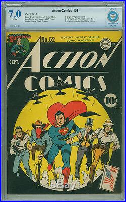 Action Comics 52 CBCS 7.0 FN/VF WHITE PAGES DC 1942 WWII Cover