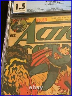 Action Comics #53 (10/42) Nazi Flamethrowers Superman CGC Graded WWII Cover War