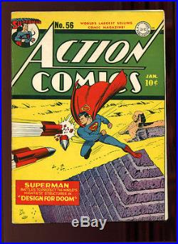 Action Comics #56 FN- 5.5 (De-slabbed CGC) White Pgs Superman
