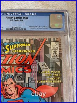 Action Comics #583 CGC 9.8 White Pages Classic Alan Moore Story DC 1986