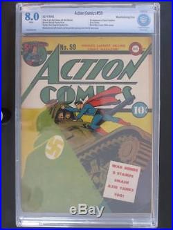 Action Comics #59 CBCS 8.0 VF -DC 1943- (Superman) WWII cover Hitler App