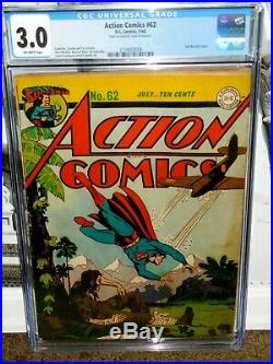 Action Comics #62 Cgc 3.0 Great Golden Age World War II Superman Cover