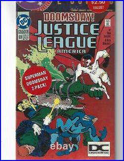 Action Comics #686 2nd Print Justice League #69 4th Print DC Universe Logo Rare