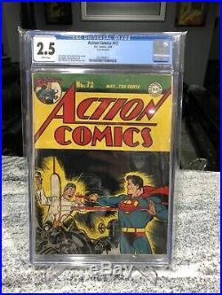 Action Comics 72 CGC 2.5 WHITE PAGES! 1944 Golden Age Superman