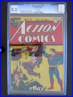 Action Comics #73 DC 1944 -HIGH GRADE- CGC 8.5 VF+ Superman 2nd HIGHEST GRADE