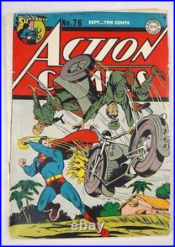 Action Comics #76 (1944 DC) Golden Age Superman Comic Book Great WWII Cover RARE