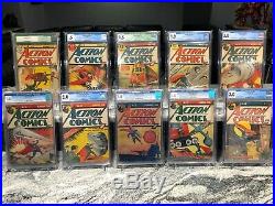 Action Comics 7, 10, 13, 15, 17, 19, 20, 21, 22, 23 ALL CGC GRADED SUPERMAN SET