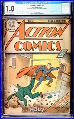 Action Comics 7 CGC 1.0 DC 1938 RARE 2nd Superman Cover Fresh To Market