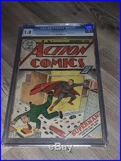 Action Comics 7 CGC 1.8 G- DC 1938 RARE 2nd Superman Cover Ever! Golden Age Key